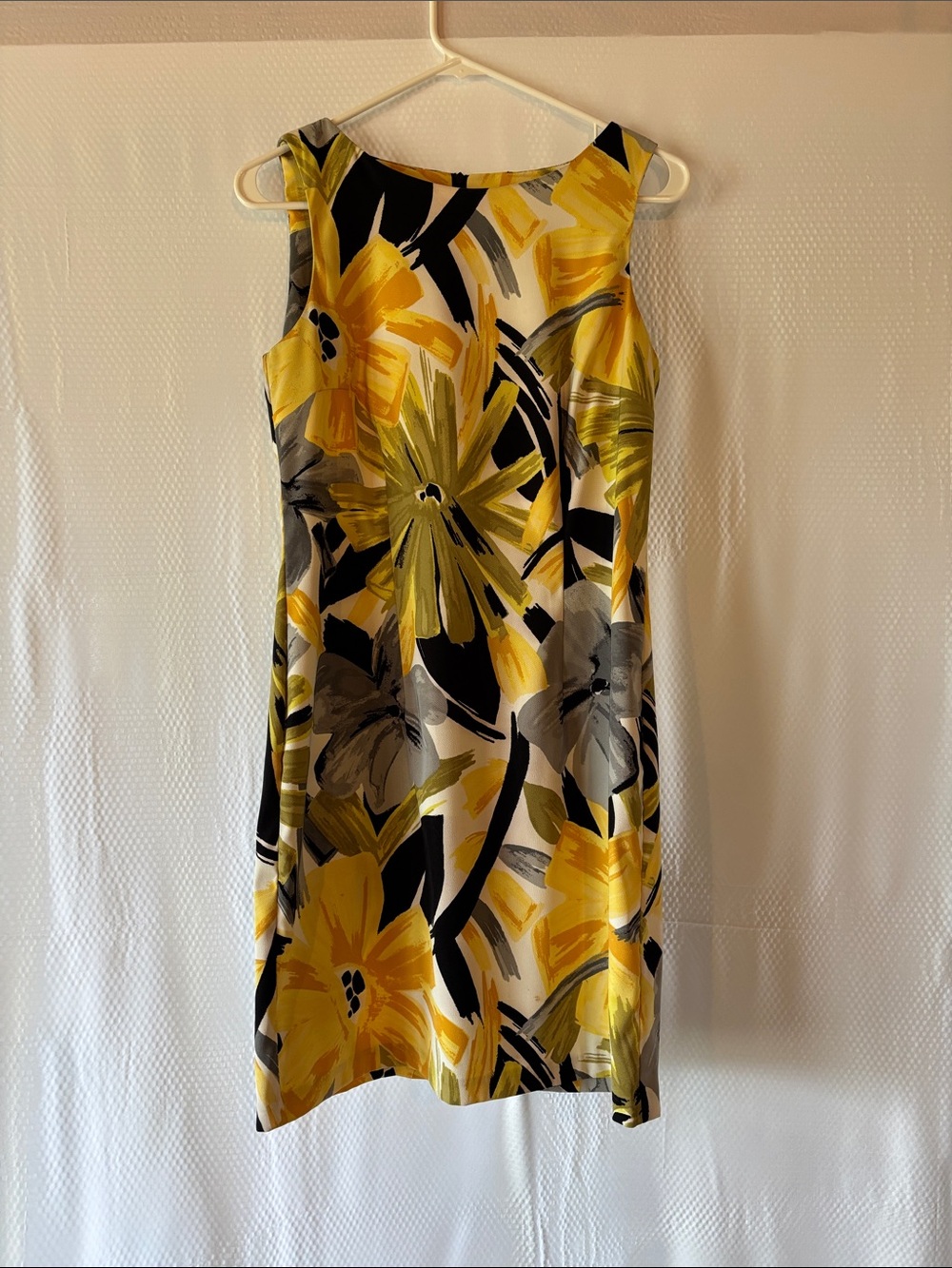 Yellow Floral Printed Mini Dress - Sleeveless Shift